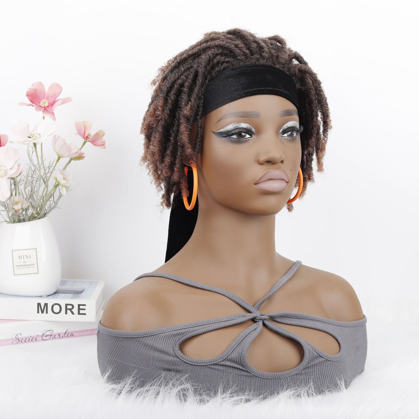 Women's Explosion Head Cover African Tube Qu Hollow Curler Wig Short Curly Hair