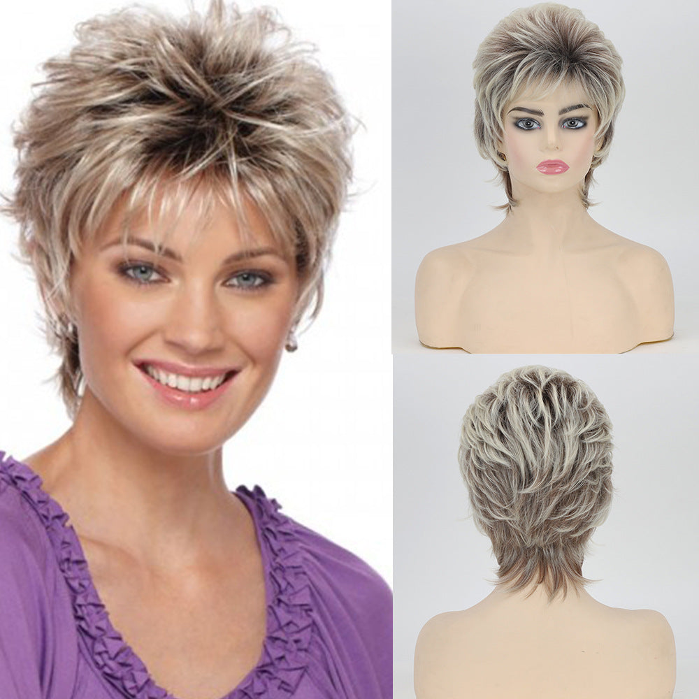 Classic Women's Head Cover Fluffy Lifelike Wig Short Straight Hair