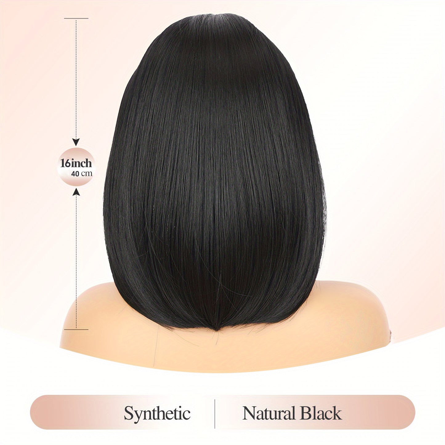 Women's Long Inner Buckle Headband Fashion Natural Daily Wig Short Straight Hair