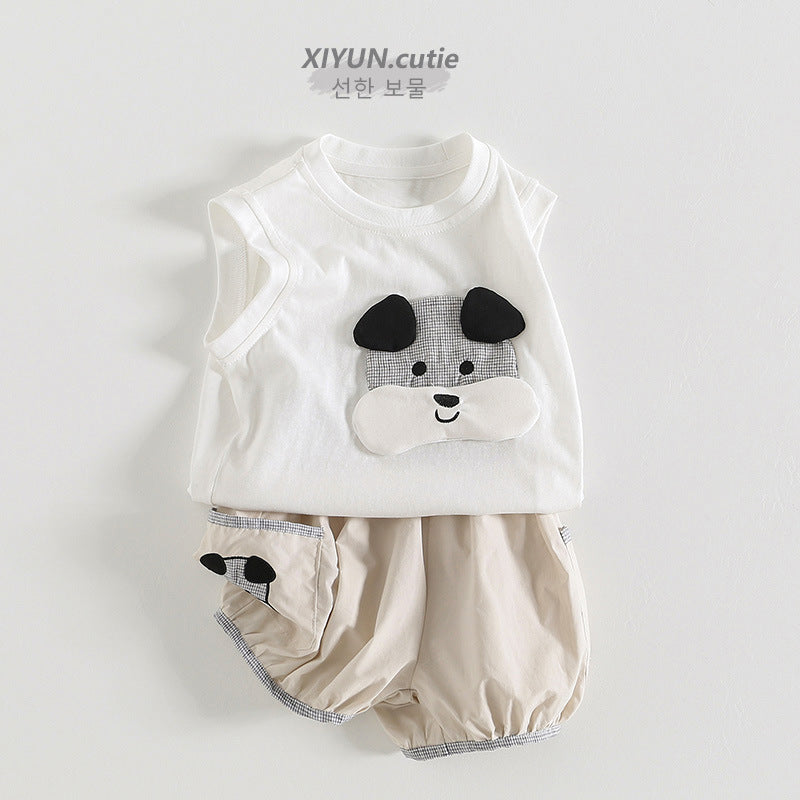 Children's Summer Sleeveless Trendy Fashion Clothes Boy Handsome Children's Suit