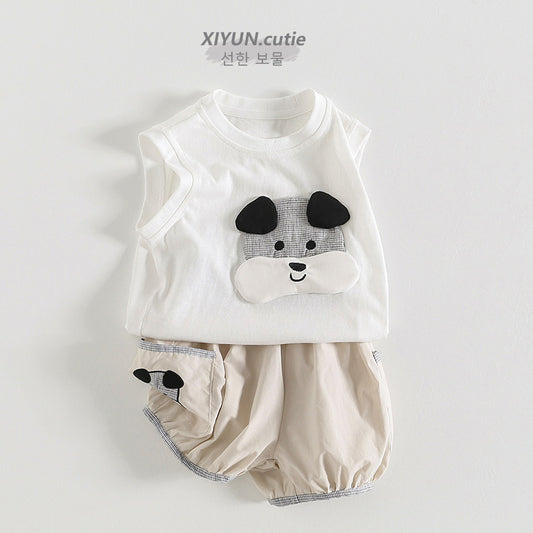 Children's Summer Sleeveless Trendy Fashion Clothes Boy Handsome Children's Suit