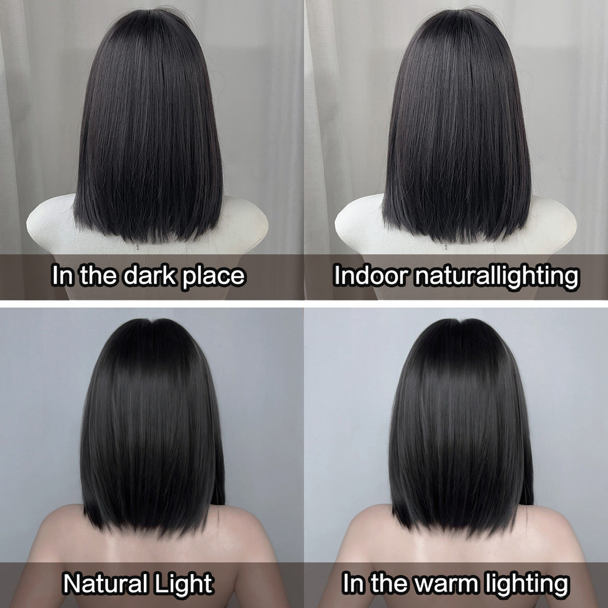 Asian Culture Bobo Female Gray White Bangs Lolita Wig Short Straight Hair