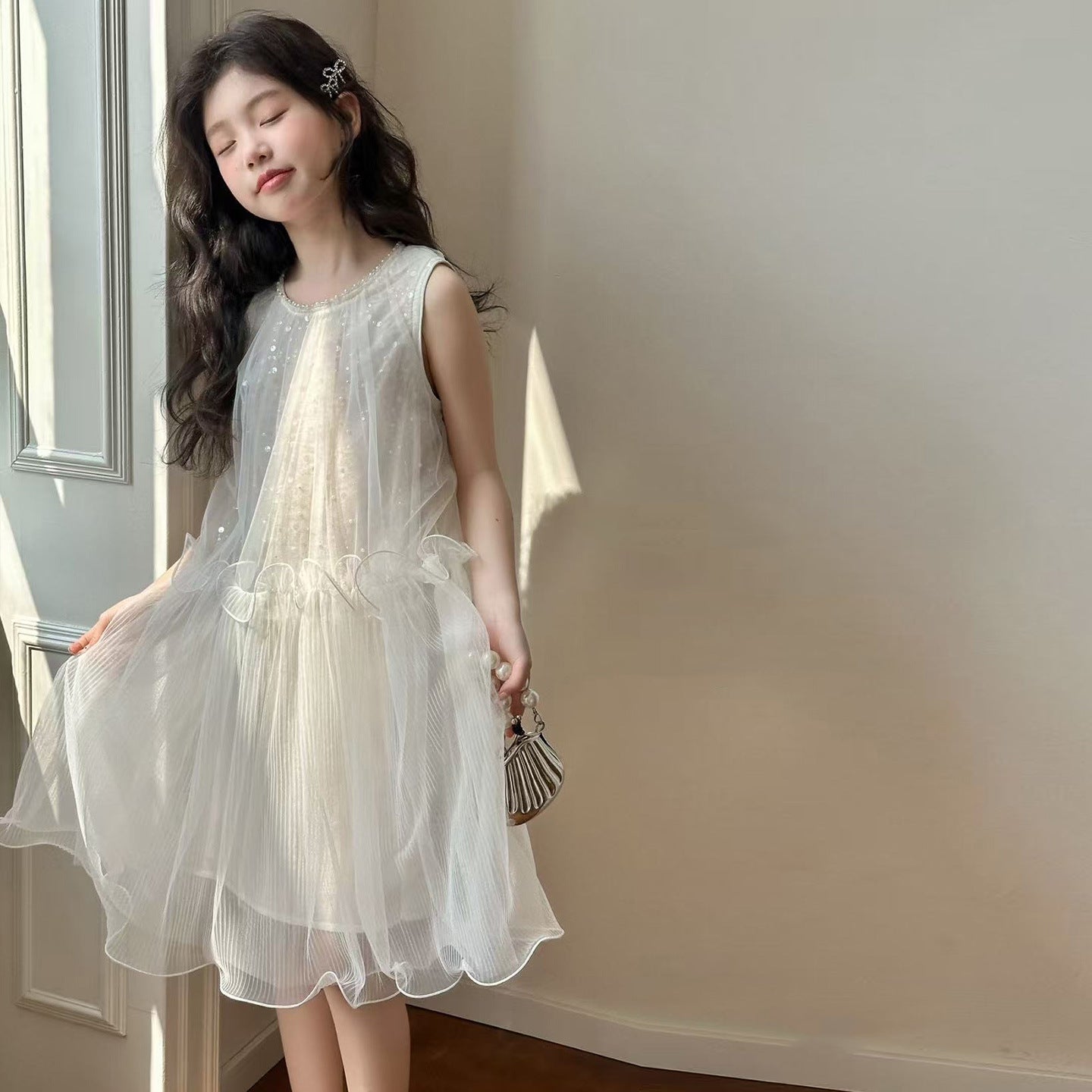 Children's Sequined Tulle Skirt Little Western Style Children's Dress
