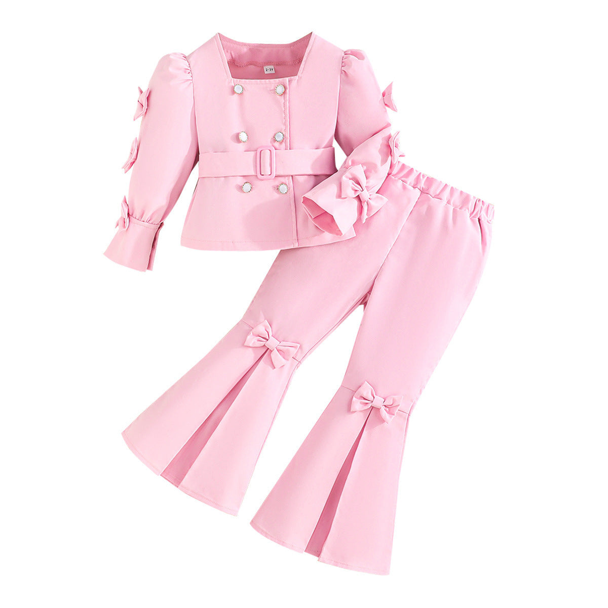 Autumn Long Sleeve Butterfly Bell-bottom Pants Double Breasted Children's Suit