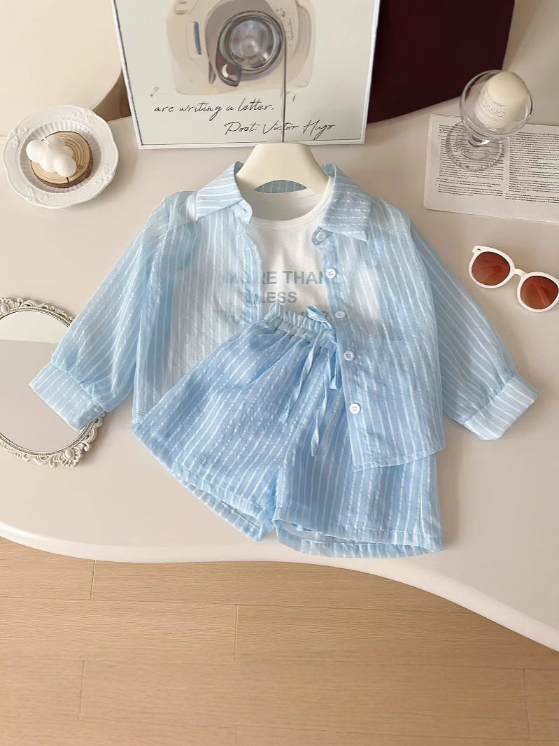 Summer Korean Style Clothing Long Sleeve Children's Suit