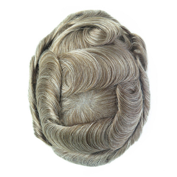 Men's Leather Hand Crochet V Needle Hairpiece Men's Wig
