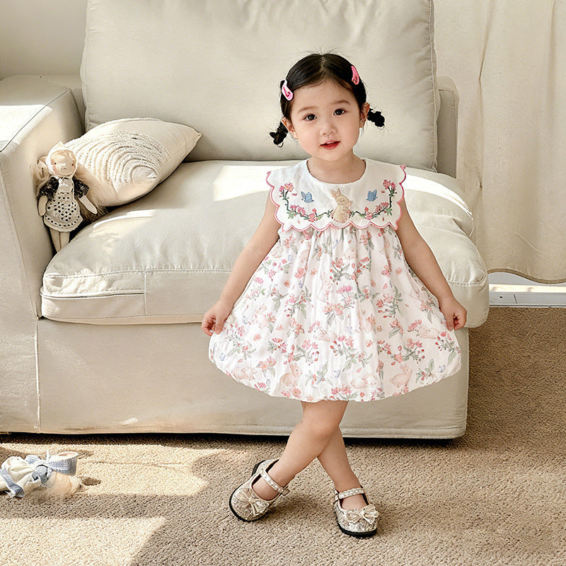 Children's Korean Gentle Fashionable Three-dimensional Embroidered Collar Children's Dress