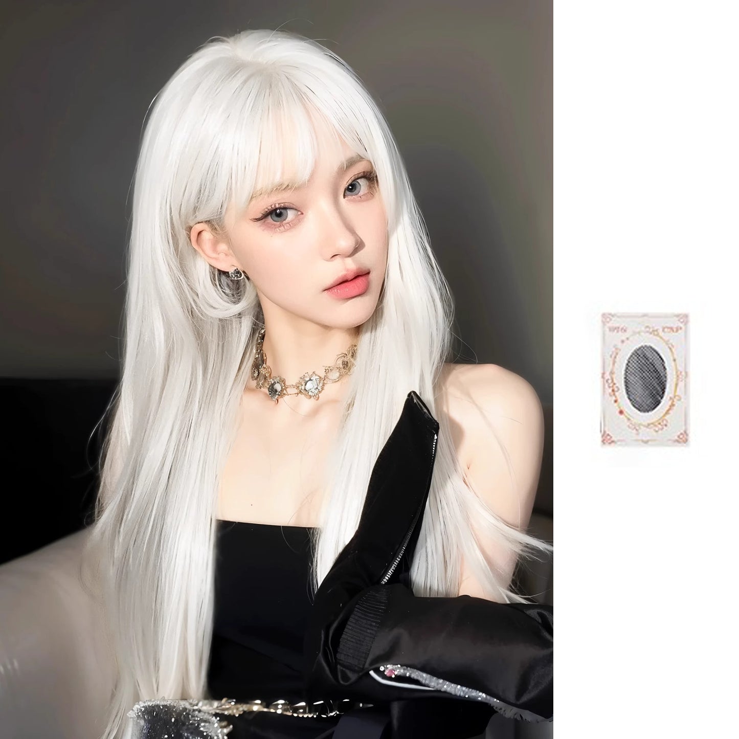 Female Hair Anime Universal Two-dimensional Pure White Natural Simulation Full Long Straight Wig