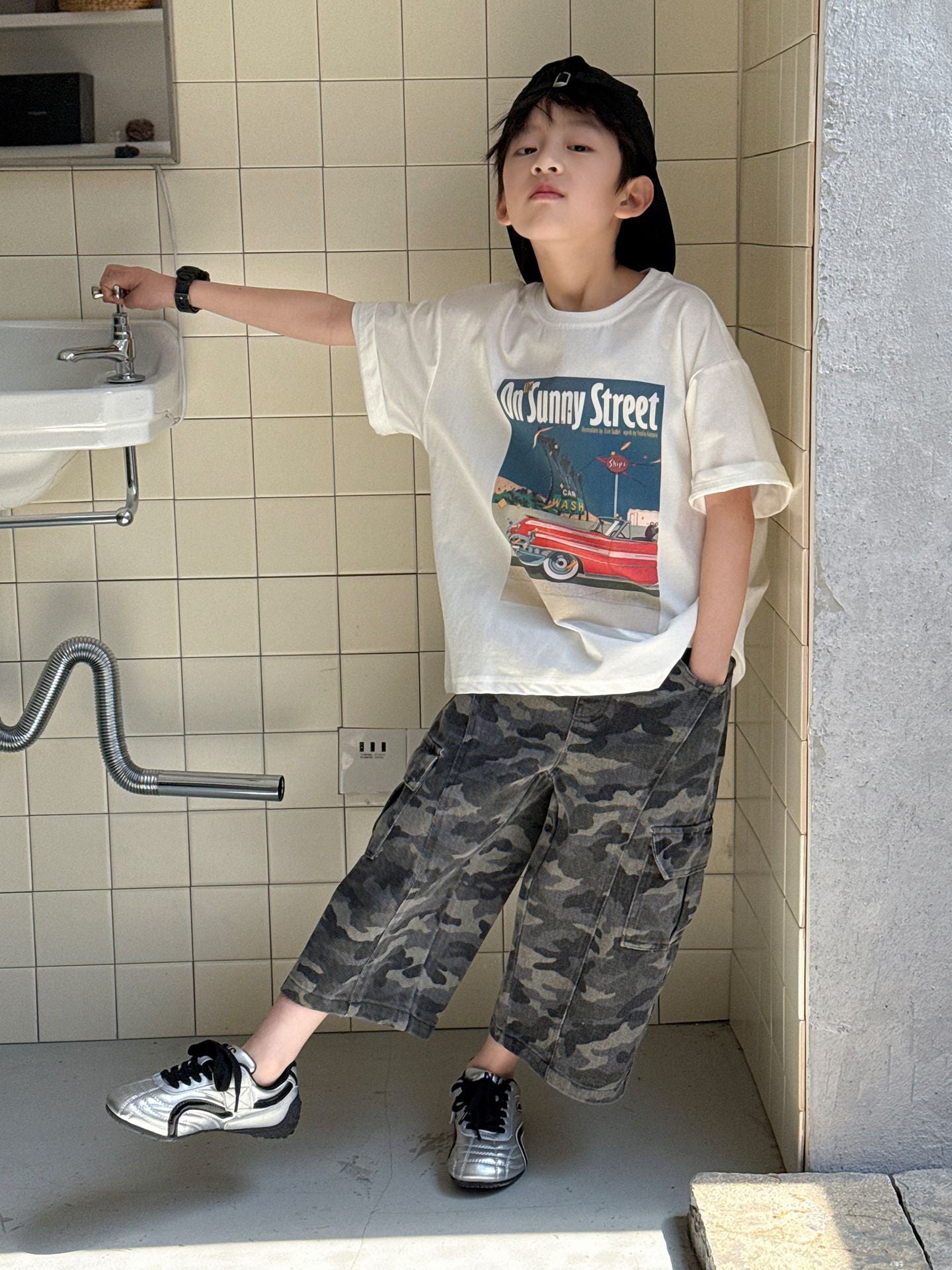 Children's American Printed Short-sleeved Casual Loose Tide Children's T-shirt