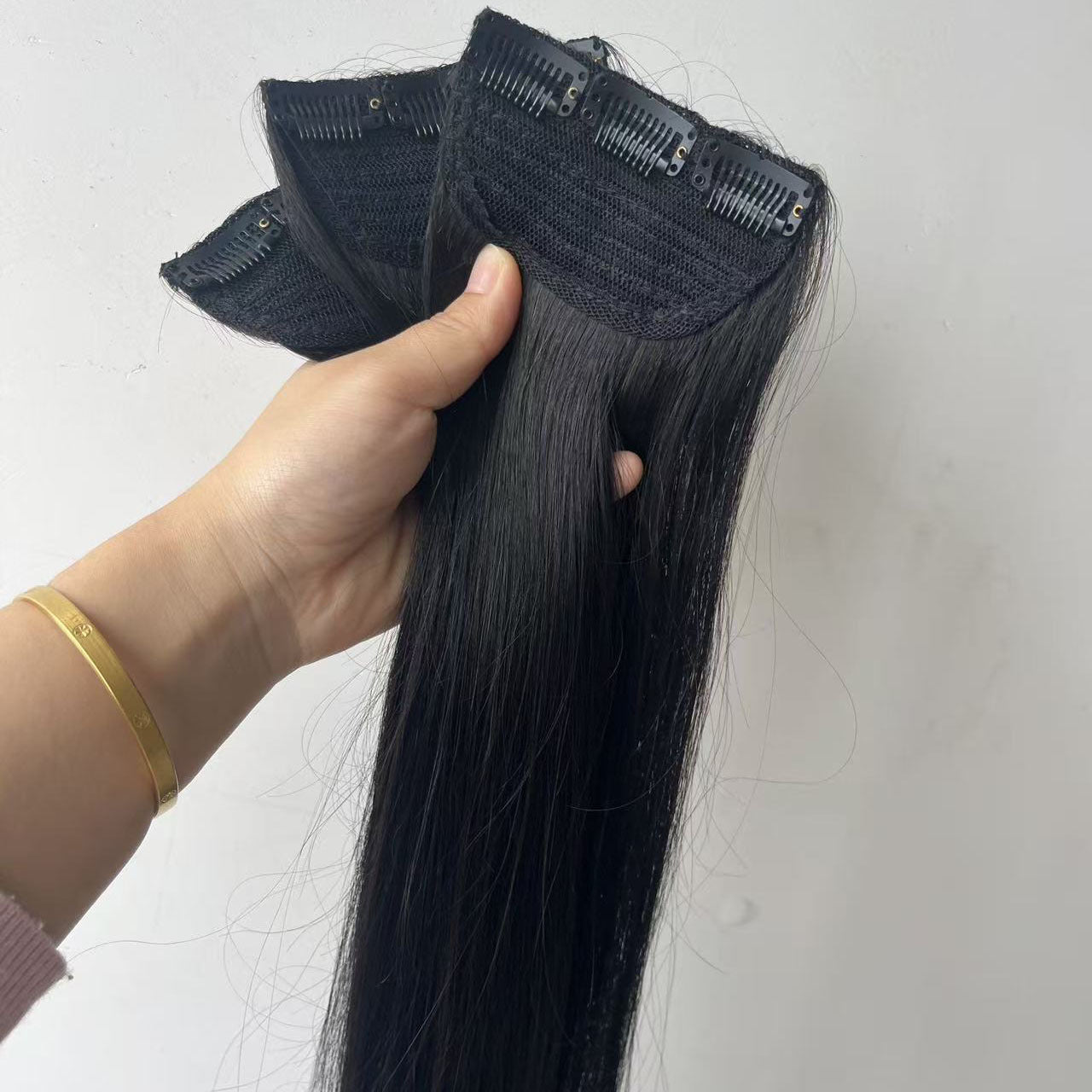 Women's All Hand-woven Edging Extension Invisible Fluffy Long Set Real Hair Wig
