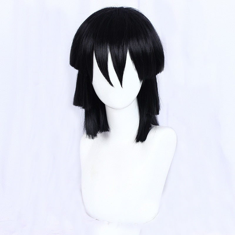 Blue Gradually Varied Pink Double Tiger Mouth Clip Mid-length Cos Wig