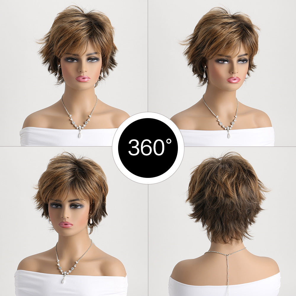 Beautiful Realistic Fluffy Chemical Fiber Hood Wig Short Curly Hair