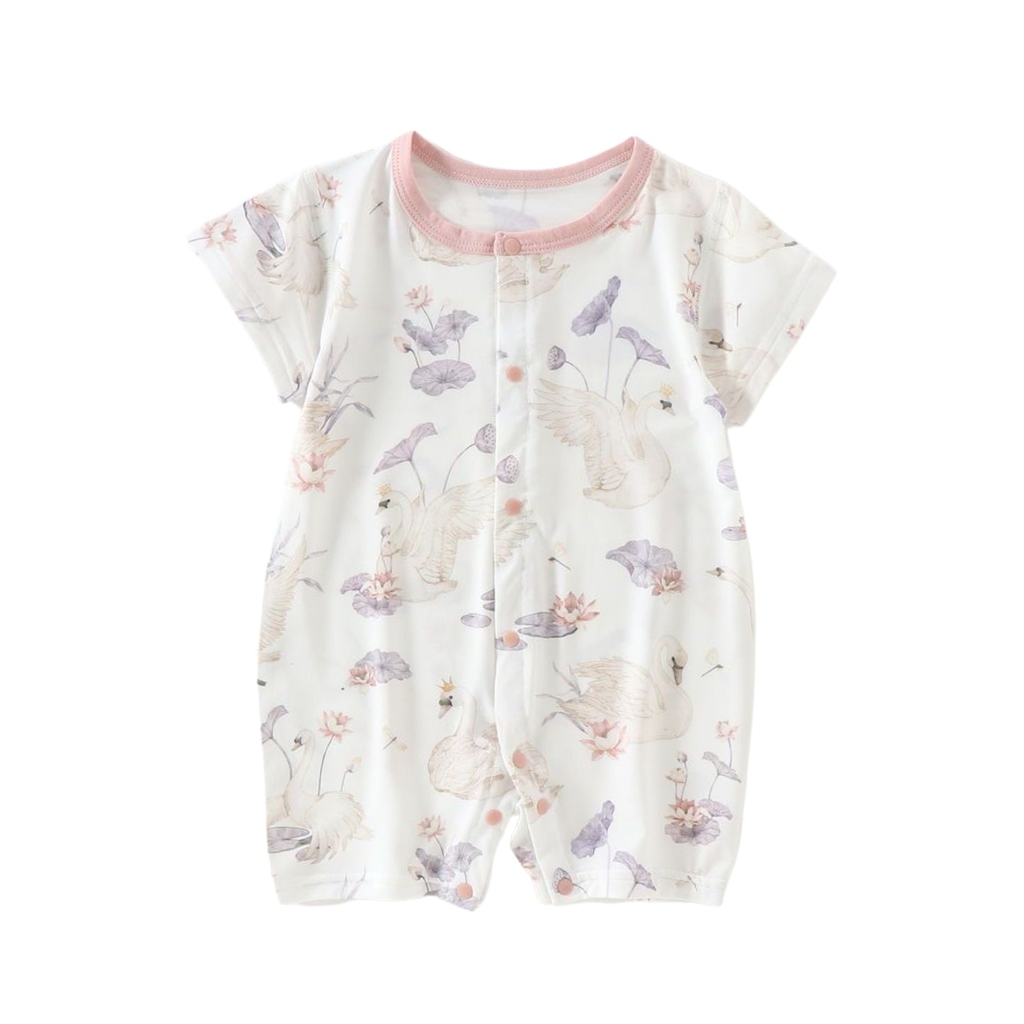 Babies Summer Thin Modal Jumpsuit Cool Breathable Pajamas Short-sleeved Jumpsuit, Climbing Suit