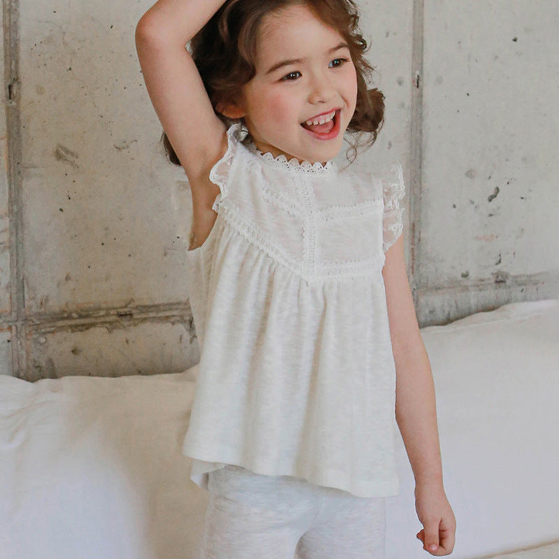 Children's Strawberry Shan Clothing Western Style Lace Edge Children's T-shirt