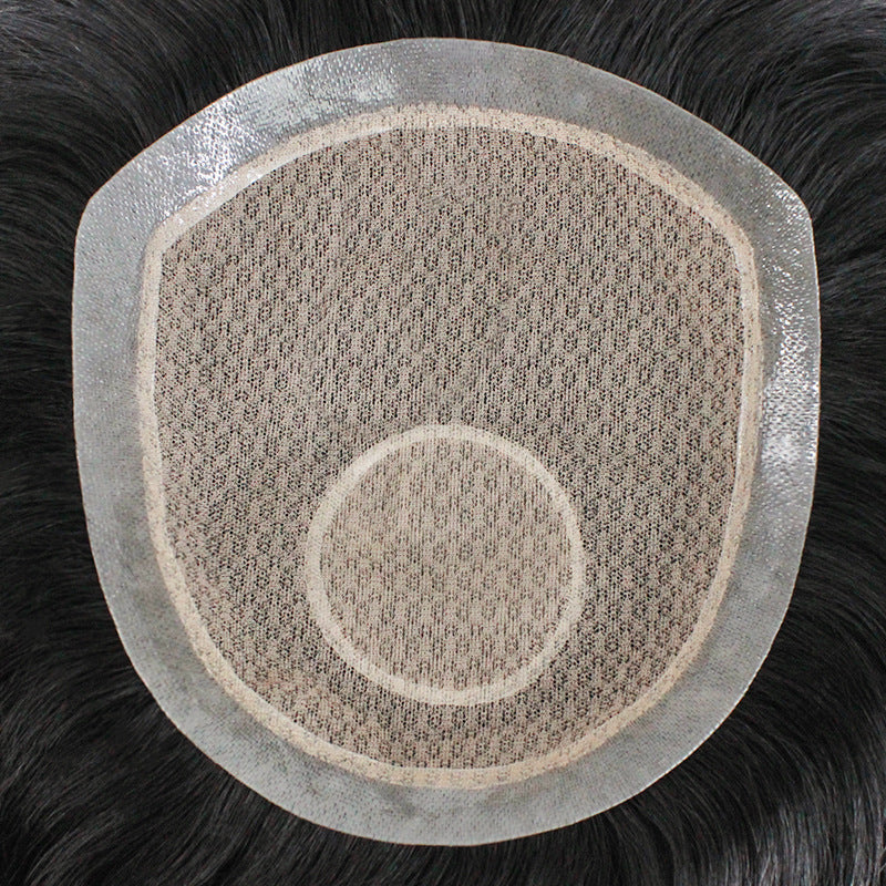 Men's Scalp Hairpiece Net Spinning Hand Woven Real Human Hair Supplementing Men's Wig