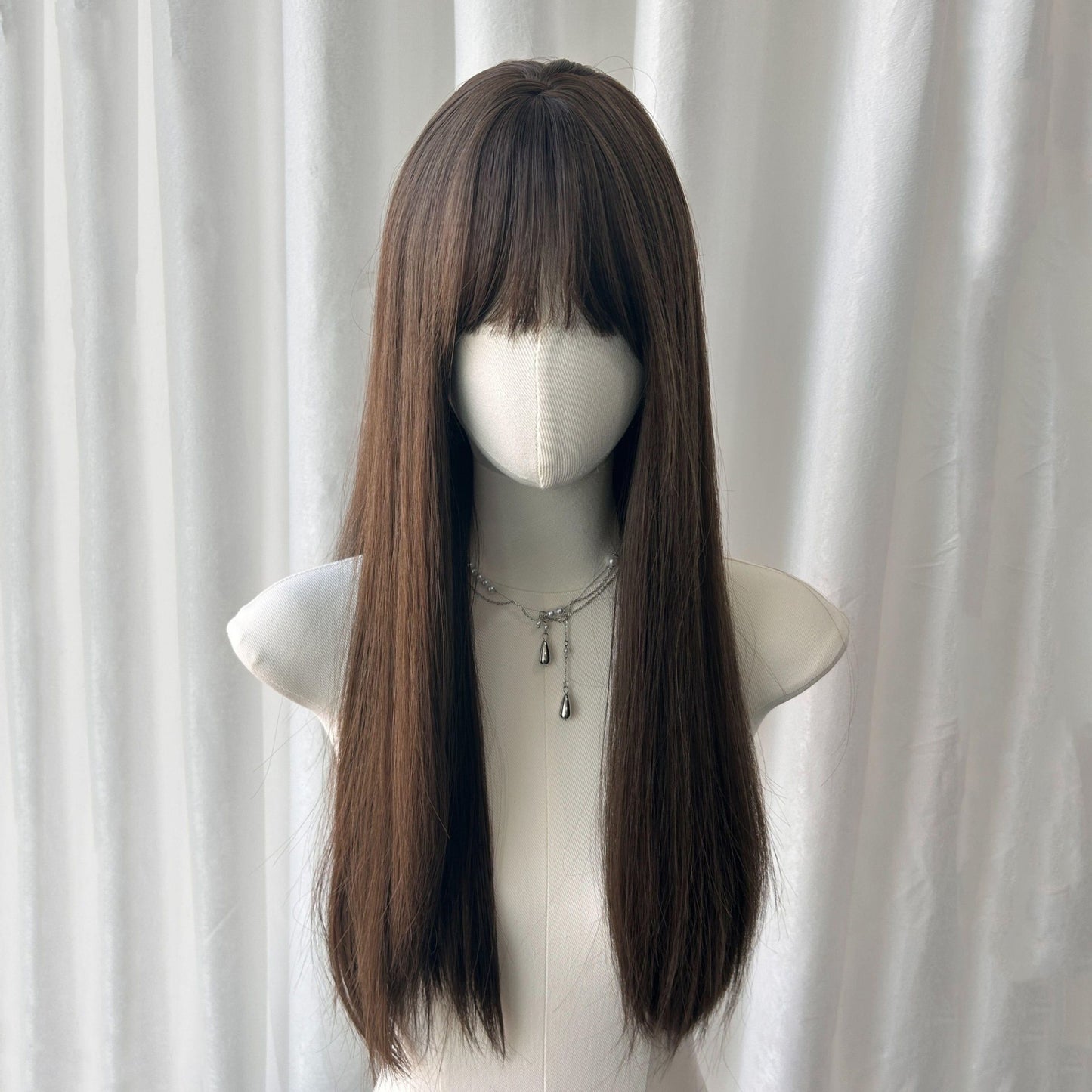 Women's Full Top Style Collection Medium Big Wave Black Straight Wig Long Curls