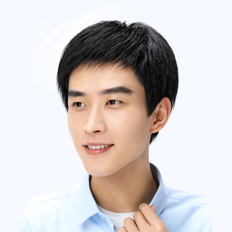 Men's Mechanism Head Cover Invisible Natural Real Hair Men's Wig
