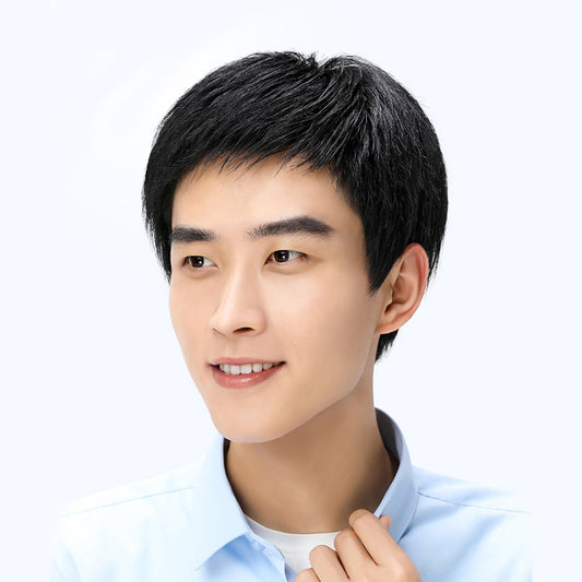 Men's Mechanism Head Cover Invisible Natural Real Hair Men's Wig