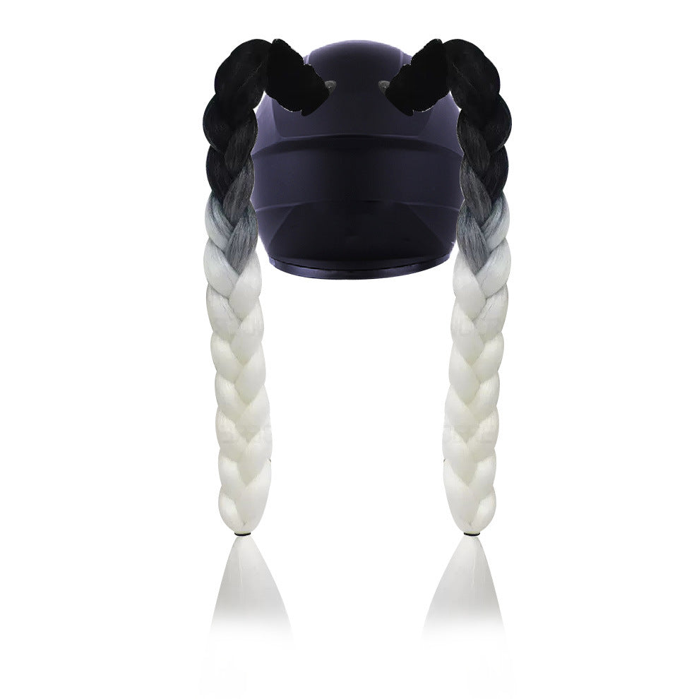 Helmet Braid Color Double Twist Decoration Electric Wig Ponytail