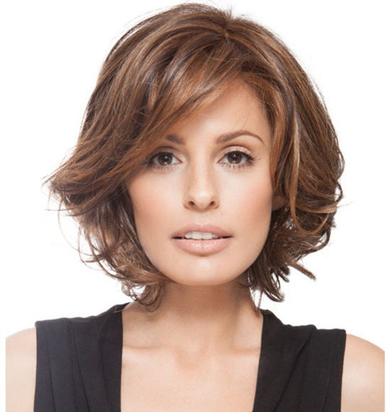 Female Gradient Color Fluffy Face Shaving Rose Net Wig Short Curly Hair