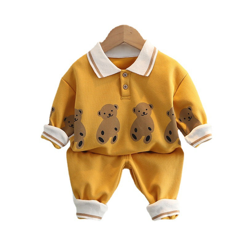 Children's Two-piece Cartoon Lapel Boys Autumn Clothing Children's Suit