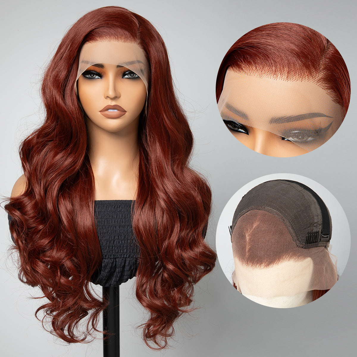 Forehead Lace Headband Hand-woven Long Curly Hair Black Other Wig