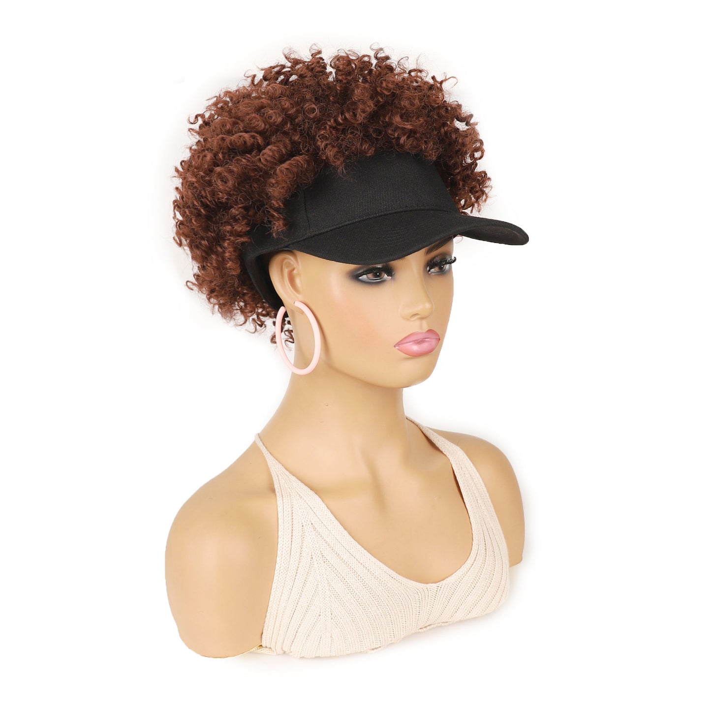 Women's Hat Small Roll Head Cover Screw Spring Wig Short Curly Hair