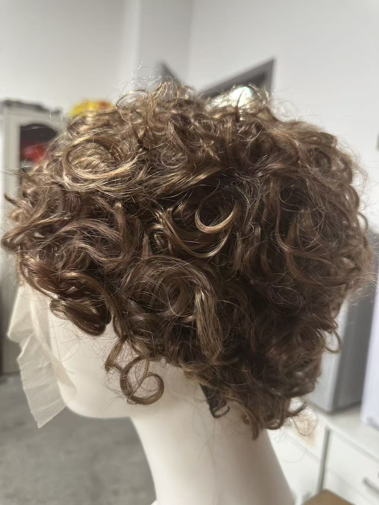 Women's African Black Small Head Cover Fiber Wig Short Curly Hair