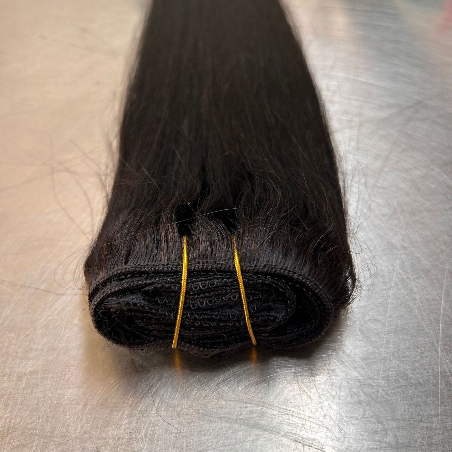 Clip Real Human Hair Invisible Extension Long Straight Wig
