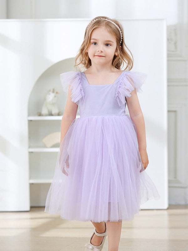 Children's Flying Sleeves Princess Flower Costume Shirt Tulle Children's Dress