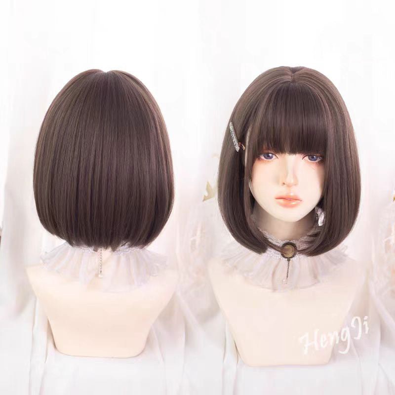Female Natural Realistic Head Summer Whole Wig Short Curly Hair