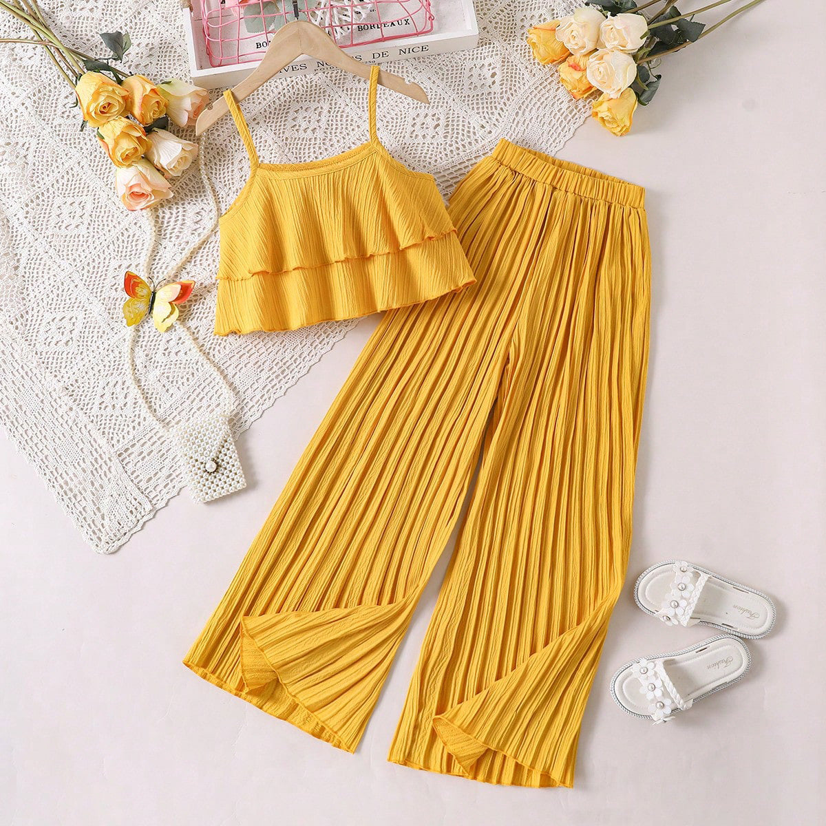 Children's Short Suspenders Pleated Trousers Two-piece Clothing Children's Suit