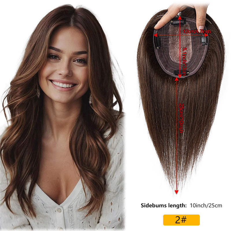 Female Real Hair Head Hairpiece Cover Gray Invisible Wig
