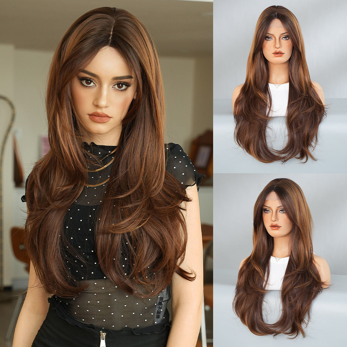 Sweet Orange Tea Female Brown Long Hair Other Wig
