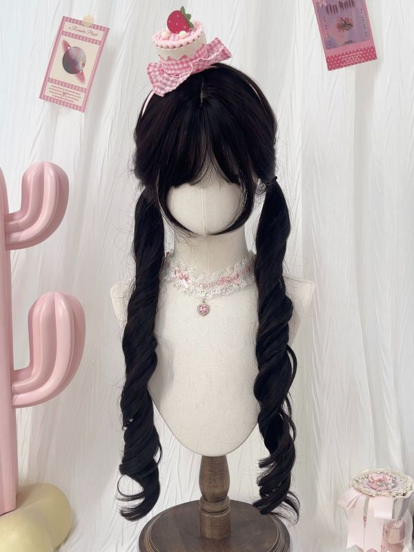 Fulfil Filbert Gray Brown Double Ponytail Female Curly Wig Long Curls