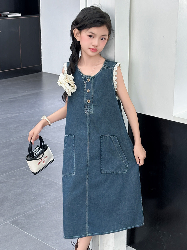 Children's Vest Middle Big Korean Style Sleeveless Children's Dress