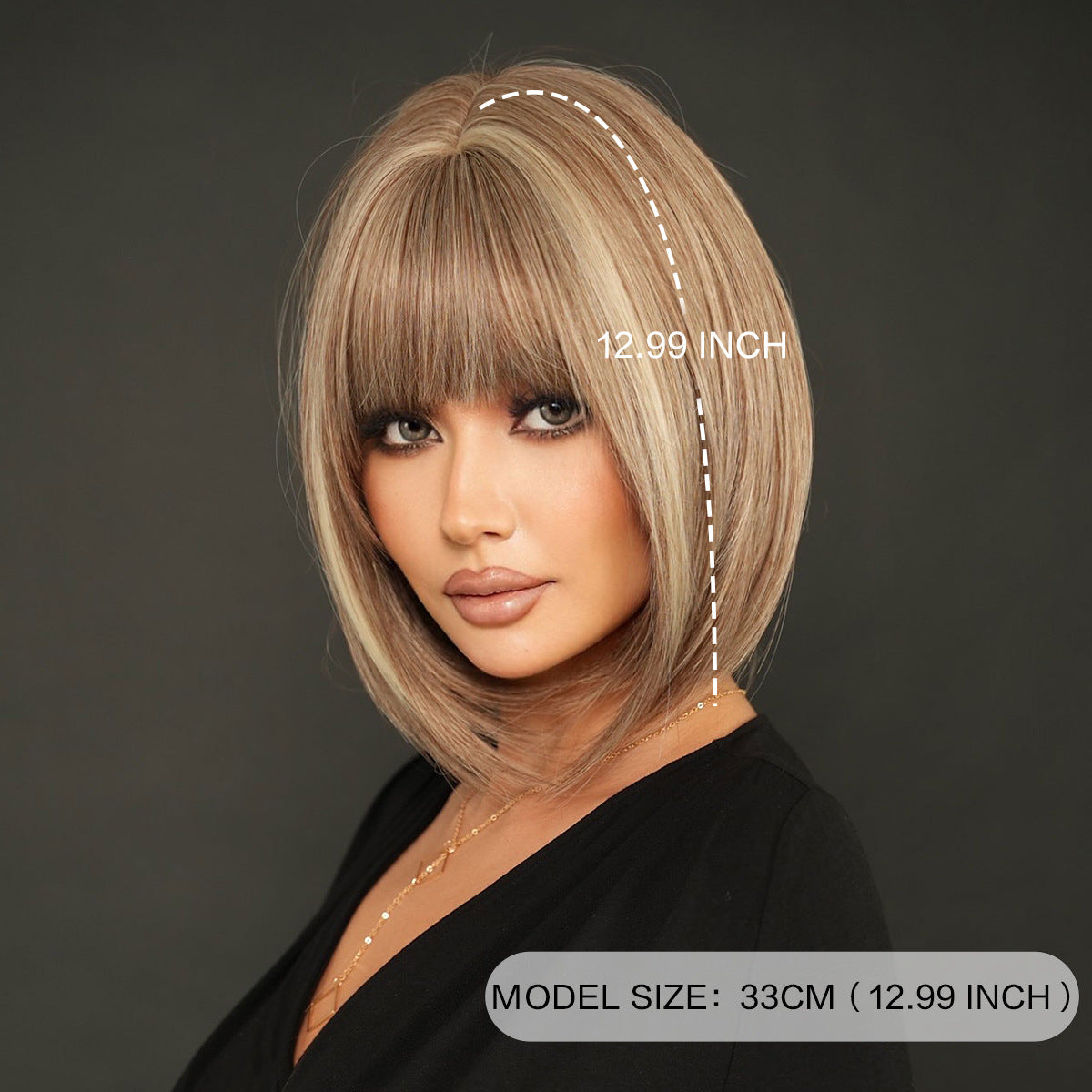 Women's Bangs Tea Brown Dyed Beige Fashion Headgear Inner Wig Short Straight Hair