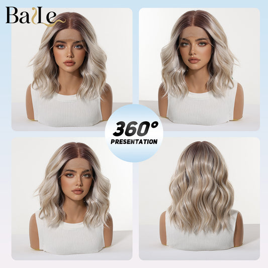 Innovative Platinum Lace Gradient Hand Crochet Wig Short Curly Hair