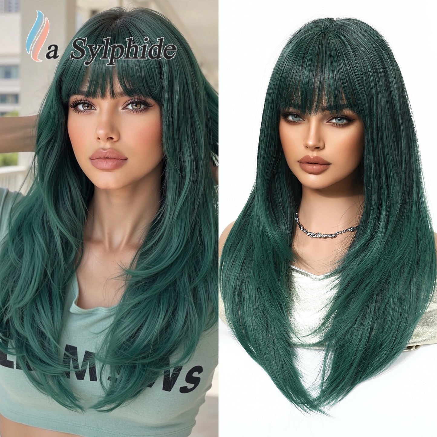 Bangs Summer Level Red Hair Rose Net Long Straight Wig
