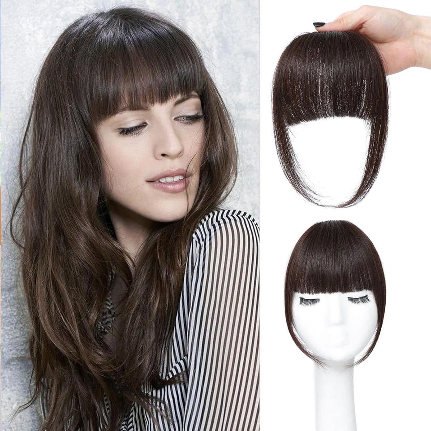 Female Head Piece Natural Forehead Air Straight Wig Bangs