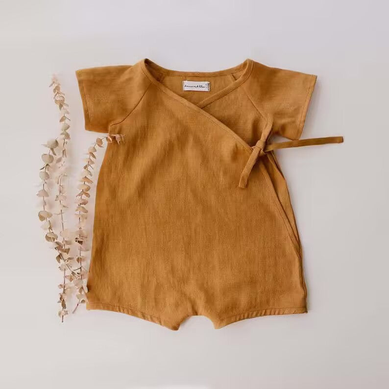Cotton Short Sleeve Rompers Born Solid Color Jumpsuit, Climbing Suit