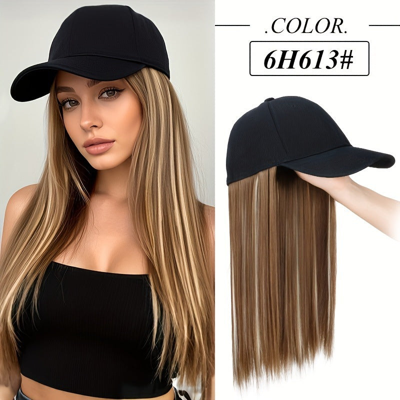 One-piece Hat Short Straight Hair Female Collarbone Length Haircut Wig Long Curls