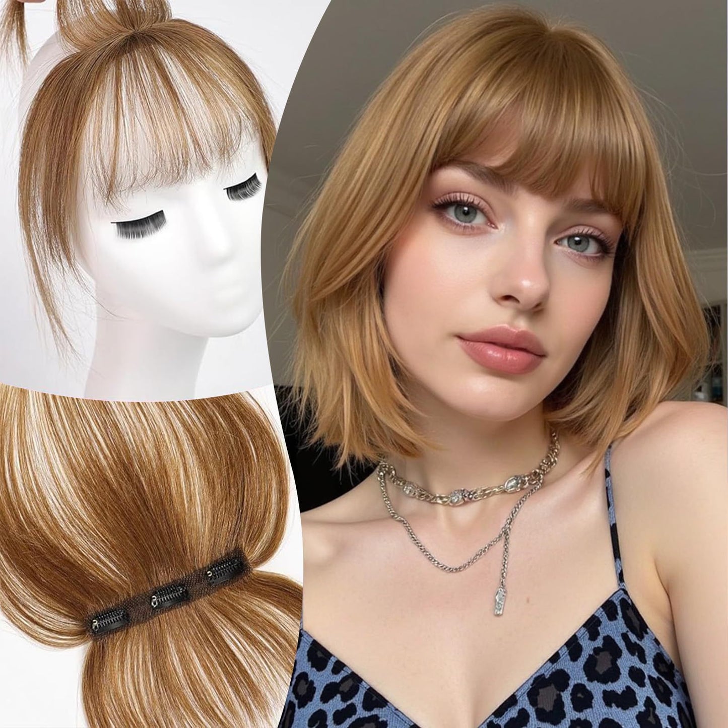 Bangs Convenient Cover Gray Light Air Real Hair Wig