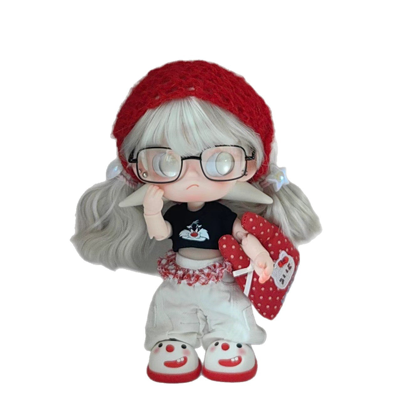 Red White Wavy Sister Doll Fiber Super Multiple Amount Can Cos Wig