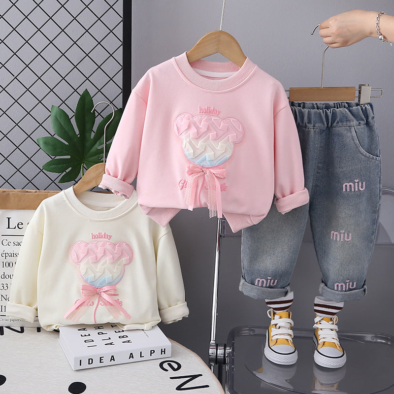 Autumn Clothing Suits Western Style Sweet Bear Two-piece Children's Suit