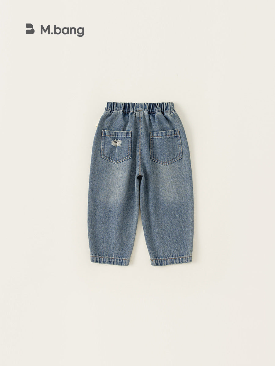 Children's Fashionable Ripped Distressed Washed Jeans Children's Pants