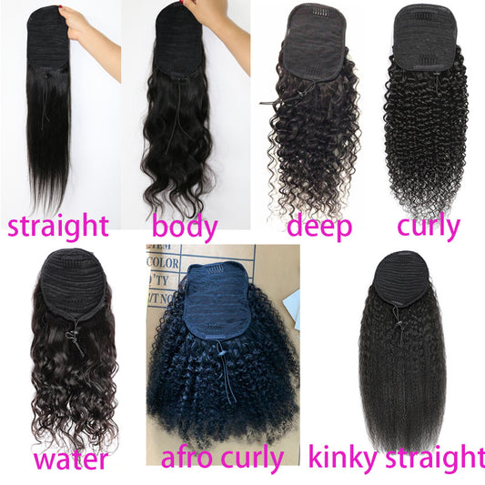 Invisible Stitching Horse Tail Real Straight Wig Ponytail