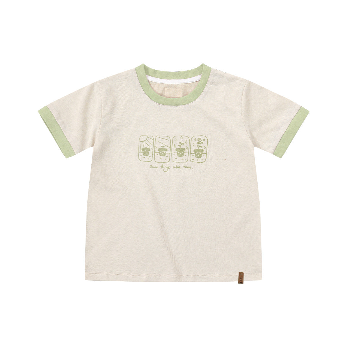 Children's Seedling Memory Summer Short-sleeved Versatile Breathable Contrast Children's T-shirt