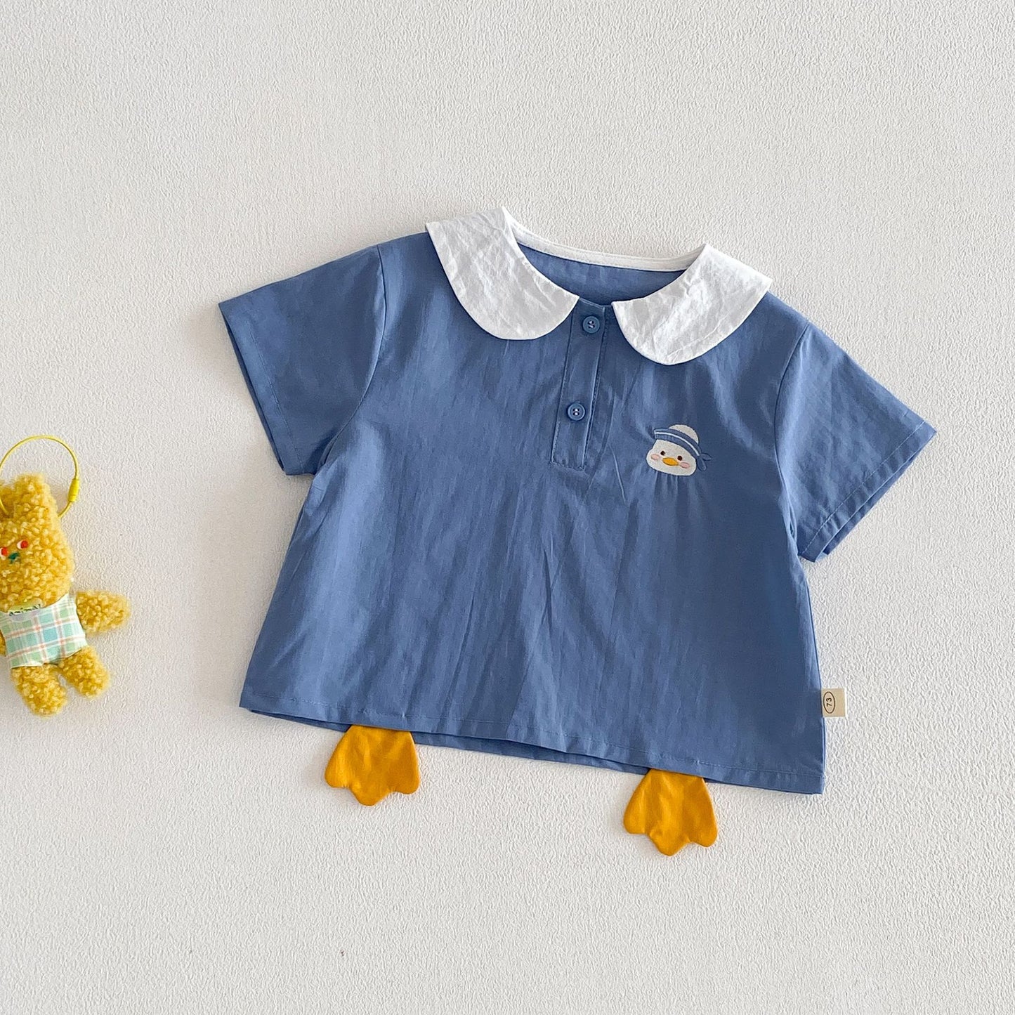 Children's Cartoon Doll Collar Summer Short Sleeve Trendy Embroidery Children's T-shirt