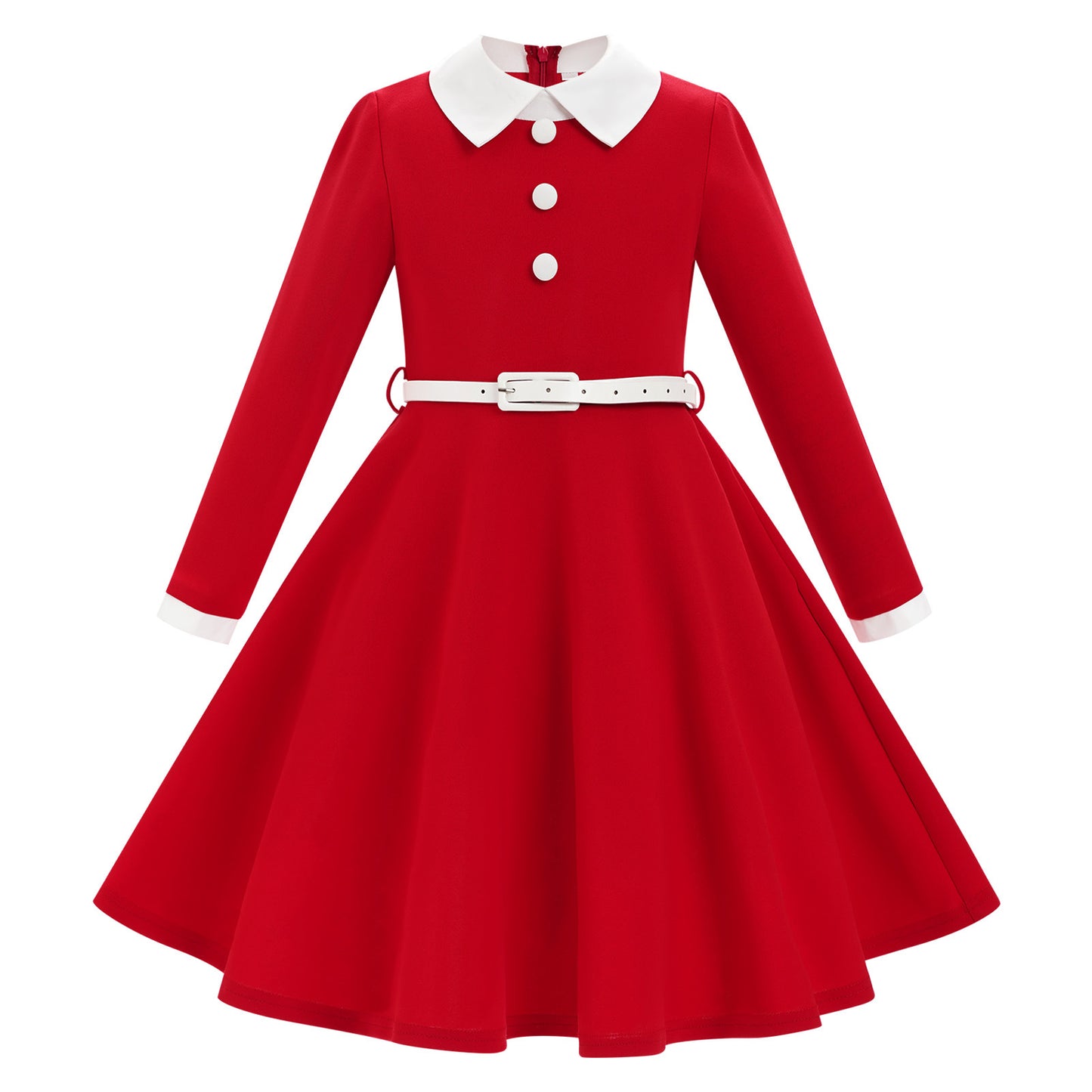 Children's Clothing Design Sense Contrast Color Retro Doll Collar Long Sleeve Children's Dress